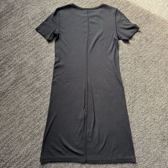 Everlane Microribbed Pima Cotton Mini Dress Black Sz Large Neutral Monochrome - Picture 3 of 7